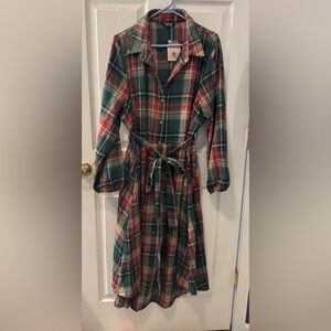 BloomChic Red and Green Plaid Shirt Dress